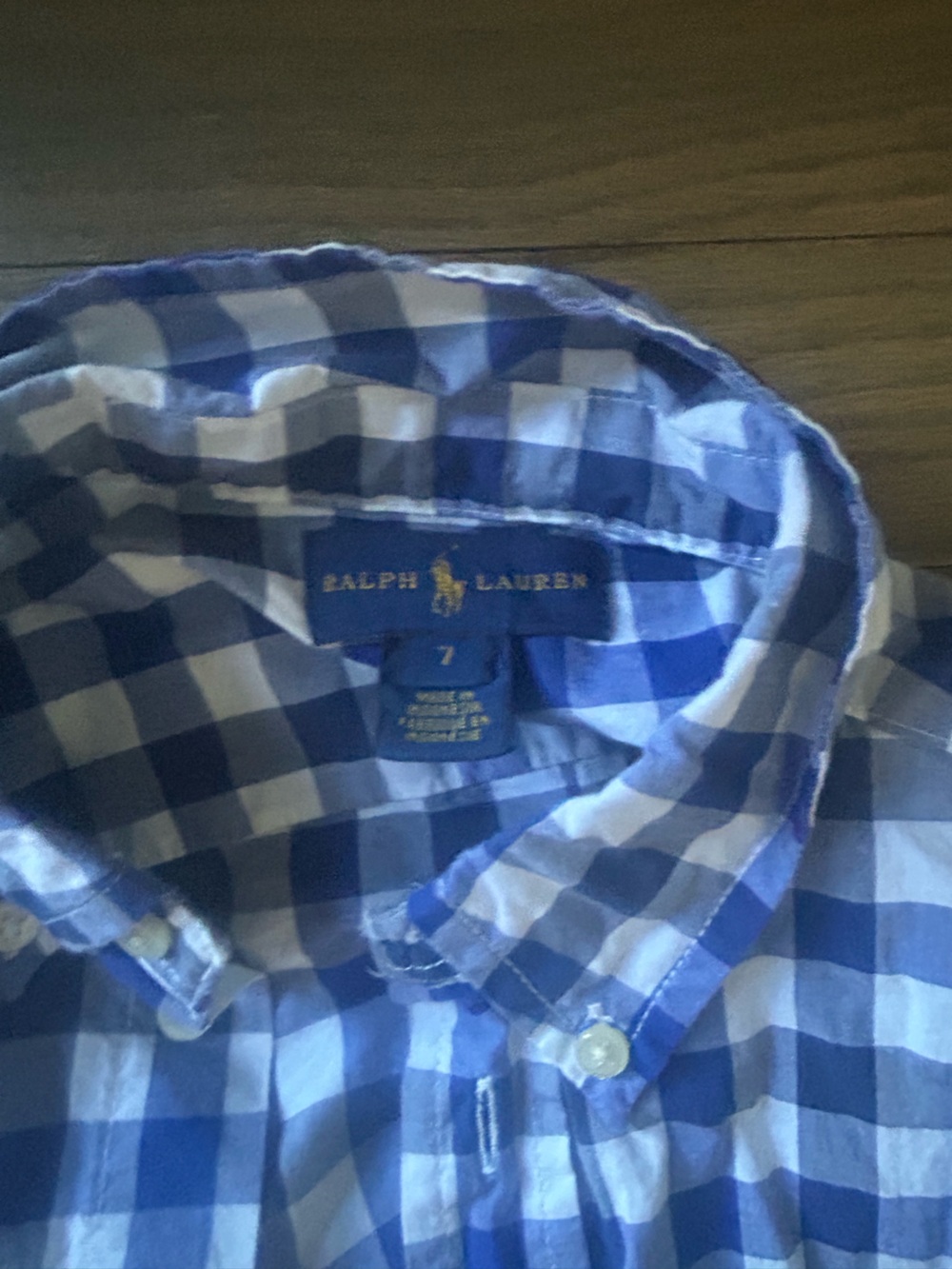 Ralph Lauren Blue and White Gingham boys button up
